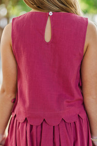 Girls: From The Inside Out Burgundy Scalloped Tank