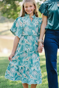 Girls: Feeling Your Best Green Eyelet Midi Dress