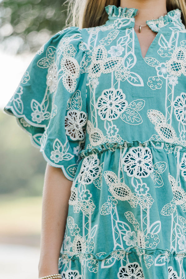 Girls: Feeling Your Best Green Eyelet Midi Dress