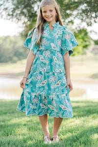 Girls: Feeling Your Best Green Eyelet Midi Dress