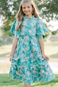 Girls: Feeling Your Best Green Eyelet Midi Dress