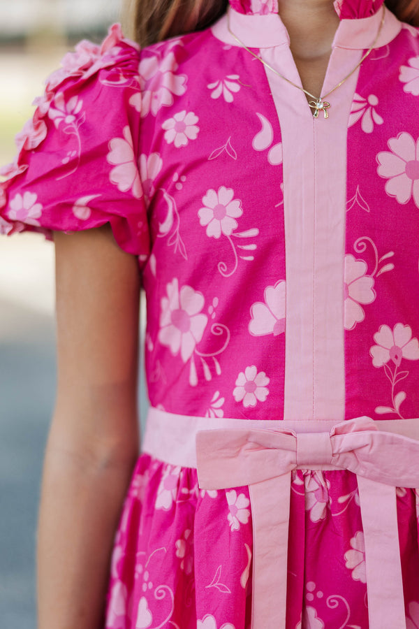 Girls: Little Loves Magenta Chintz Dress