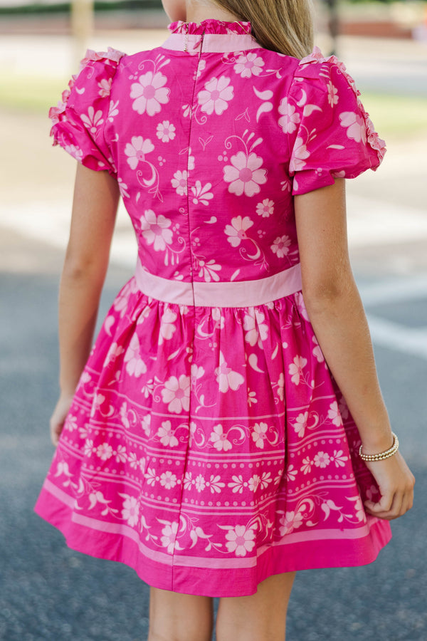 Girls: Little Loves Magenta Chintz Dress