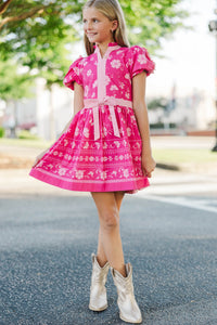 Girls: Little Loves Magenta Chintz Dress