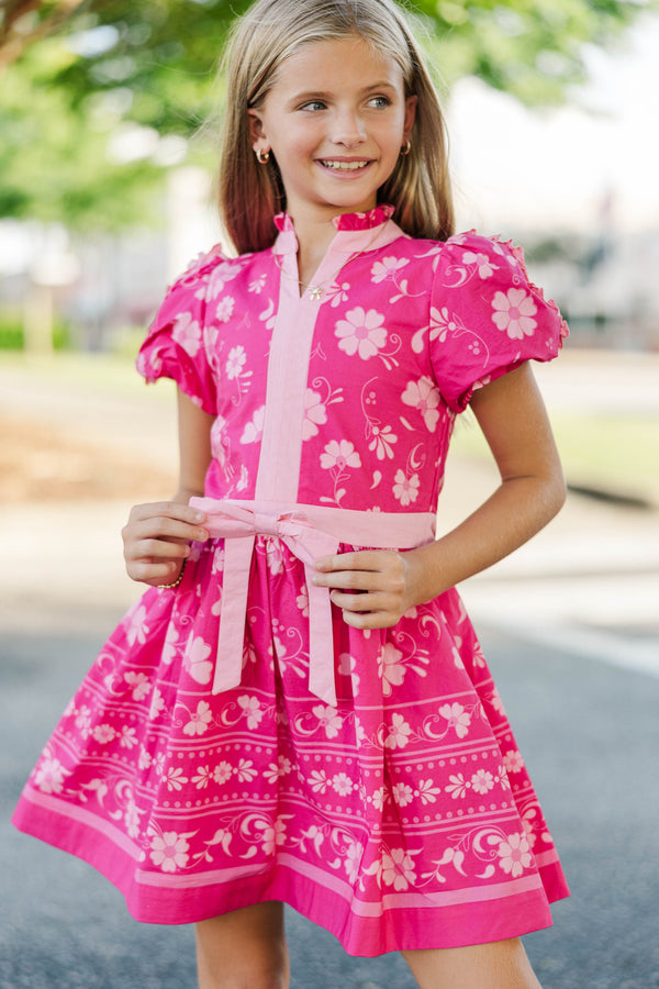 Girls: Little Loves Magenta Chintz Dress