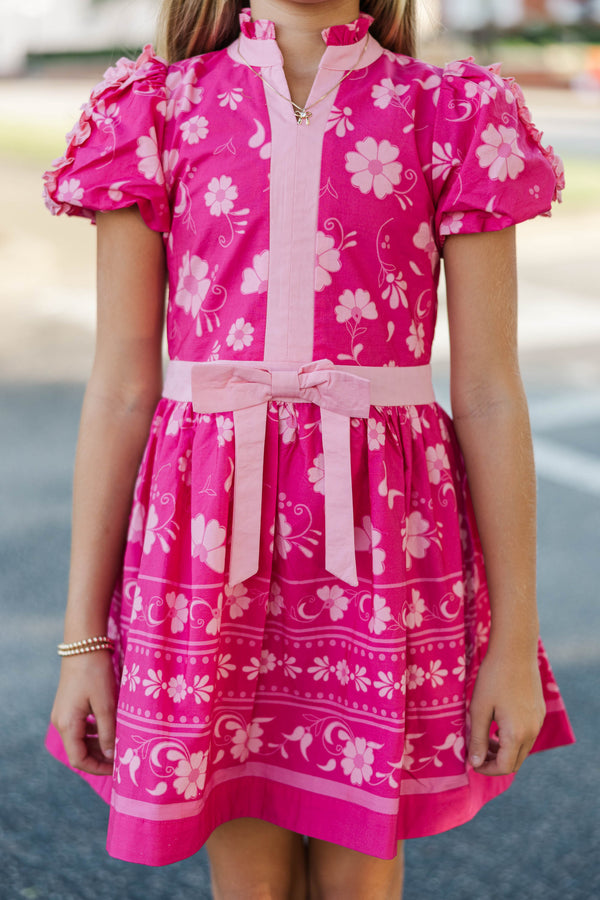 Girls: Little Loves Magenta Chintz Dress