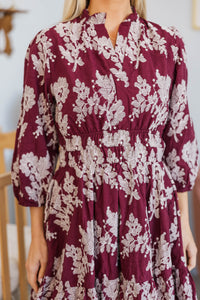 NURSING COLLECTION: It's All Alright Burgundy Textured Dress