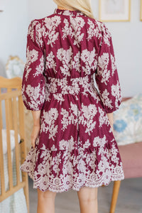 NURSING COLLECTION: It's All Alright Burgundy Textured Dress