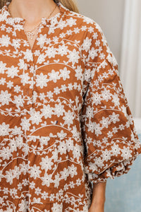 NURSING COLLECTION: Take Your Turn Brown Eyelet Dress