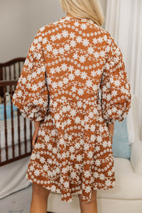 NURSING COLLECTION: Take Your Turn Brown Eyelet Dress