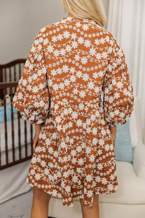 NURSING COLLECTION: Take Your Turn Brown Eyelet Dress