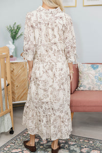 NURSING COLLECTION: Love This Life Cream Floral Midi Dress