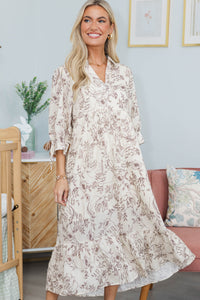 NURSING COLLECTION: Love This Life Cream Floral Midi Dress