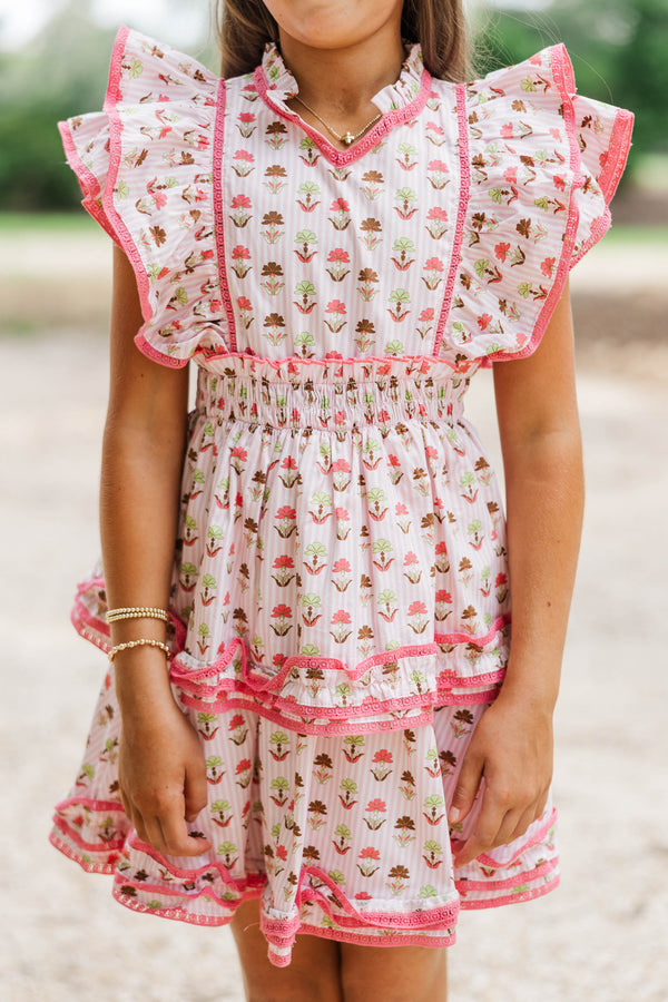 Girls: The Brinley Pink And Brown Medallion Dress