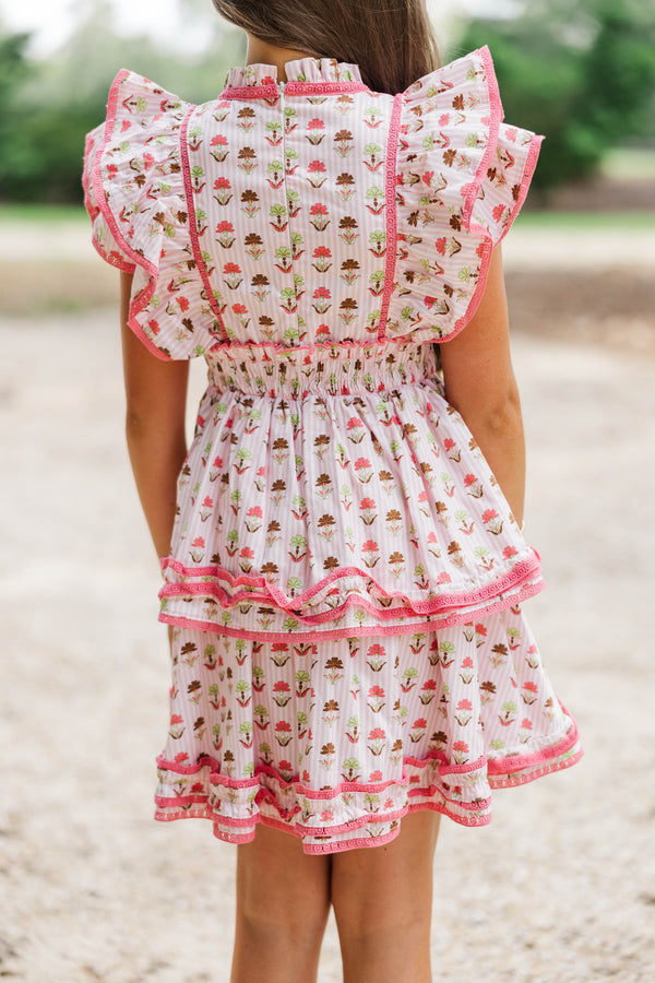 Girls: The Brinley Pink And Brown Medallion Dress