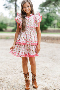 Girls: The Brinley Pink And Brown Medallion Dress