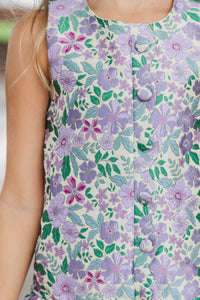 Girls: Signature Style Purple Brocade Shift Dress