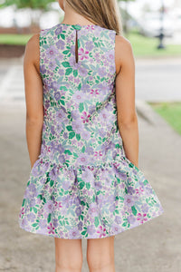 Girls: Signature Style Purple Brocade Shift Dress