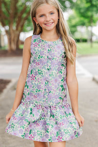 Girls: Signature Style Purple Brocade Shift Dress