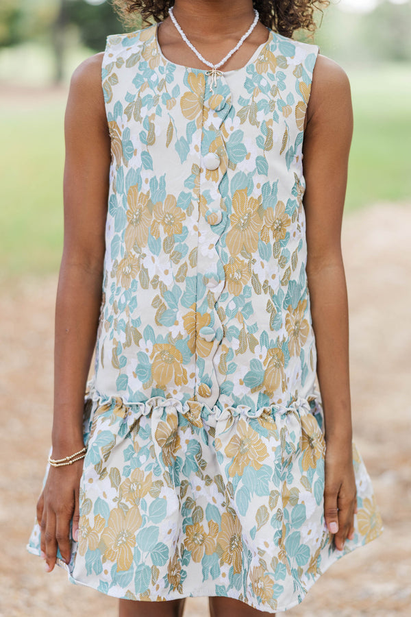 Girls: Signature Style Taupe Brocade Shift Dress