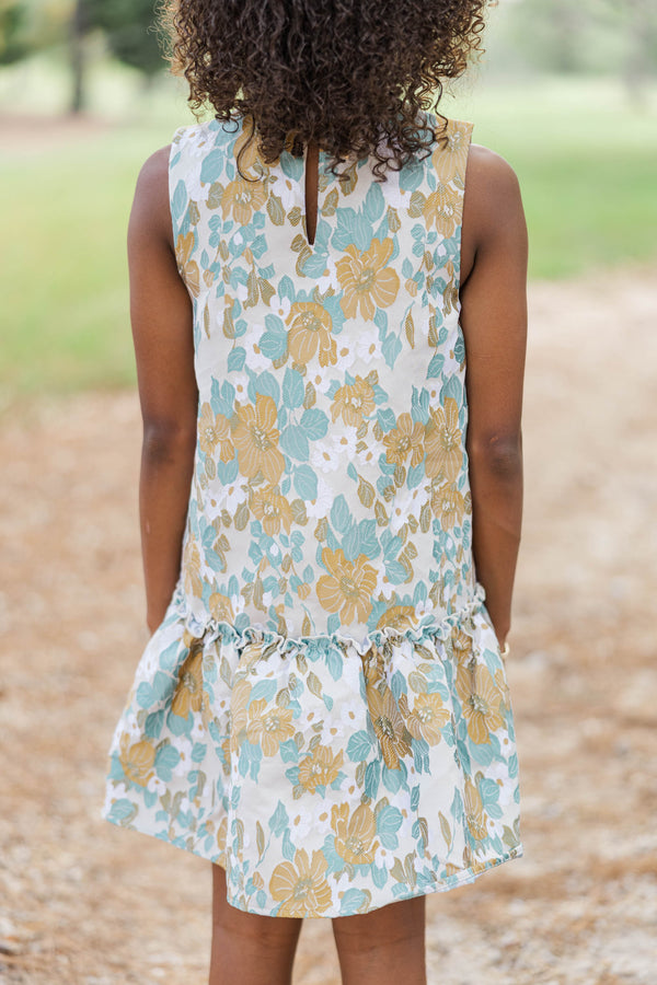 Girls: Signature Style Taupe Brocade Shift Dress