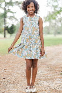 Girls: Signature Style Taupe Brocade Shift Dress