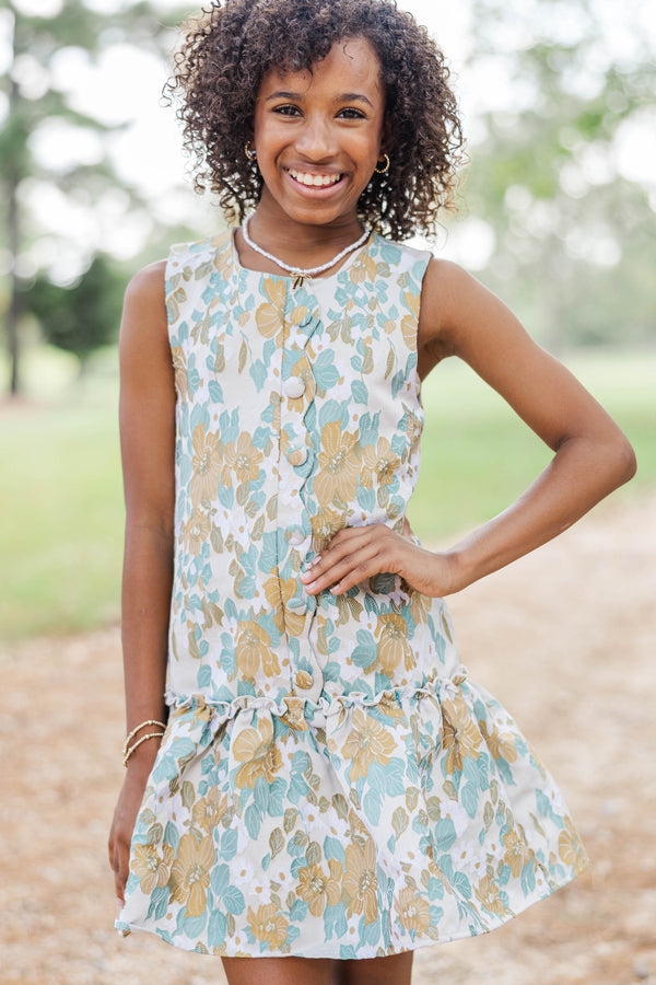 Girls: Signature Style Taupe Brocade Shift Dress