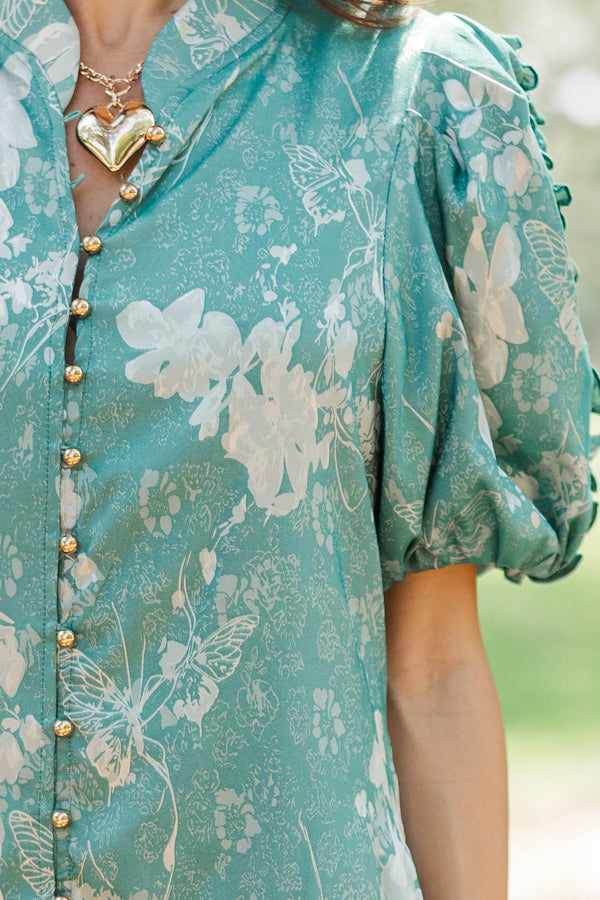 Listen To Me Teal Brocade Midi Dress