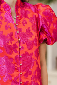 Listen To Me Fuchsia Brocade Midi Dress