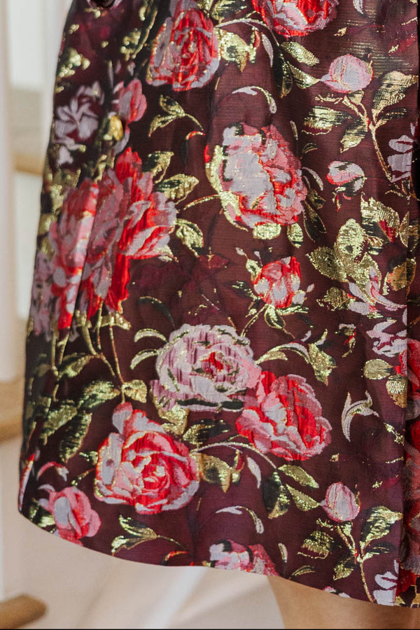 Best Days Are Here Burgundy Brocade Jacket