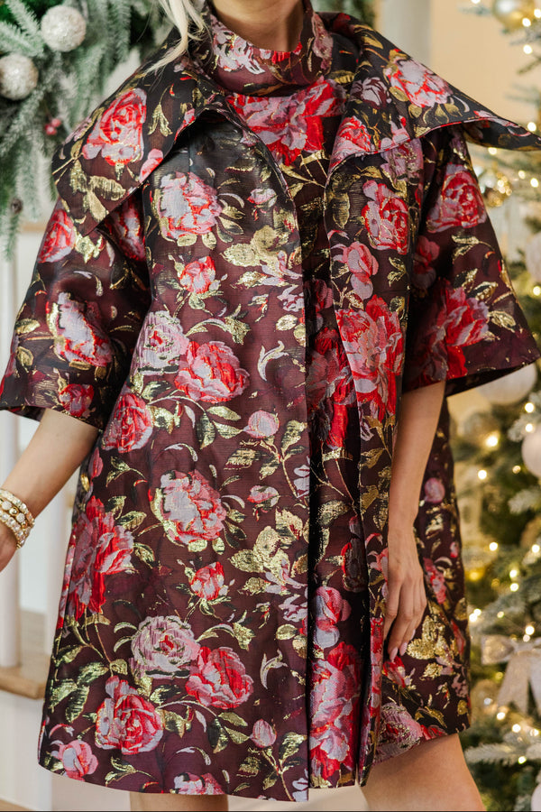 Best Days Are Here Burgundy Brocade Jacket