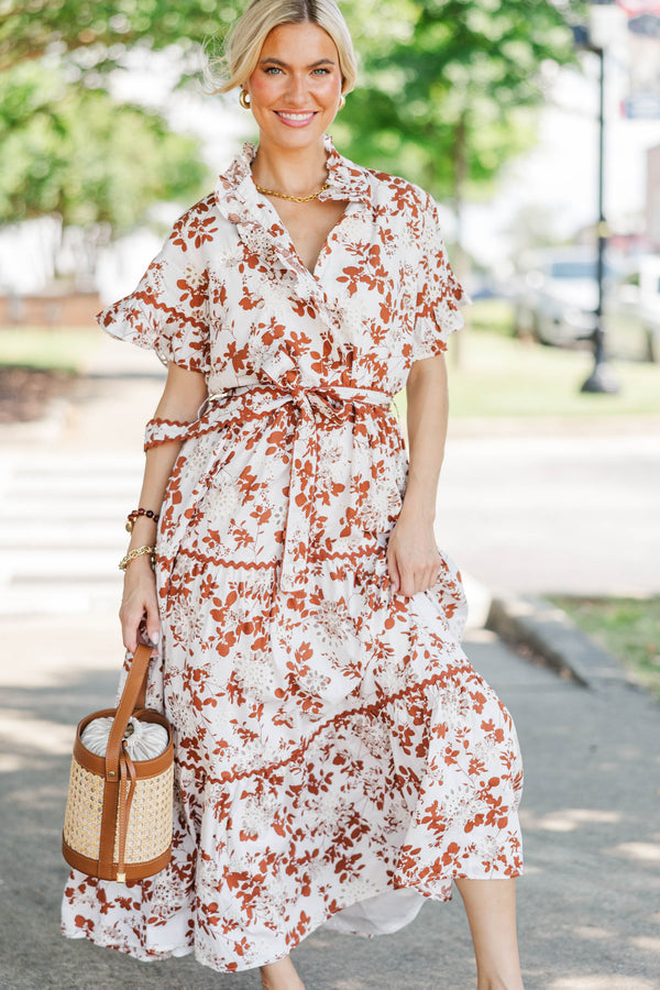 The Victorious Rust Eyelet Maxi Dress