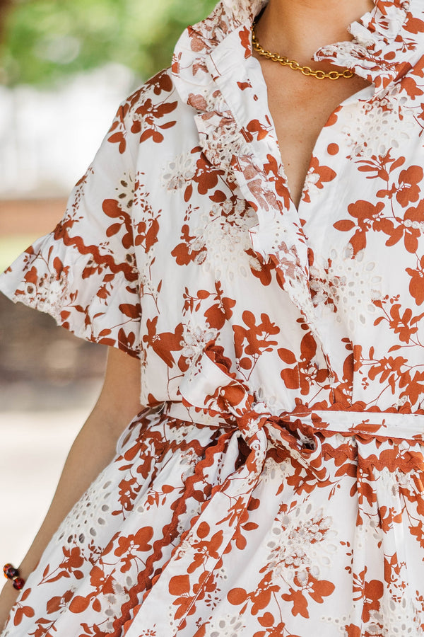 The Victorious Rust Eyelet Maxi Dress