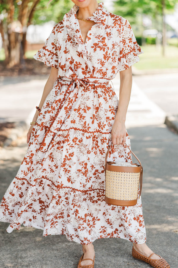 The Victorious Rust Eyelet Maxi Dress