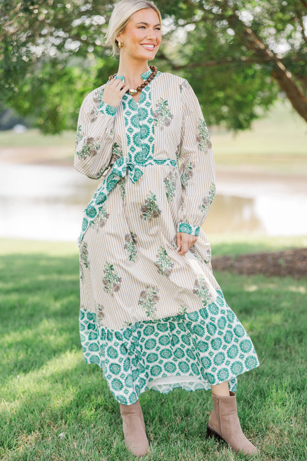 Came To Play Taupe Medallion Floral Maxi Dress