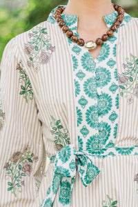 Came To Play Taupe Medallion Floral Maxi Dress