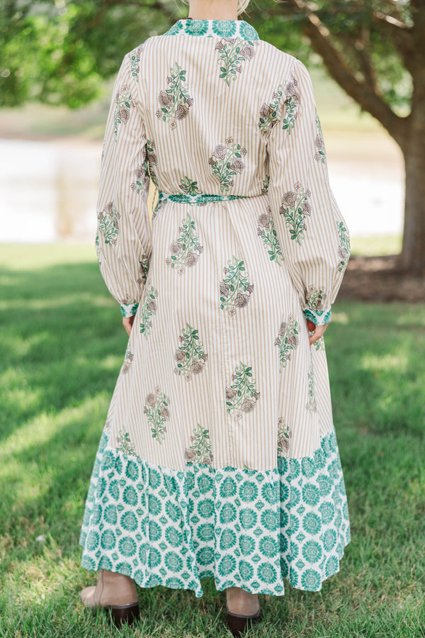 Came To Play Taupe Medallion Floral Maxi Dress