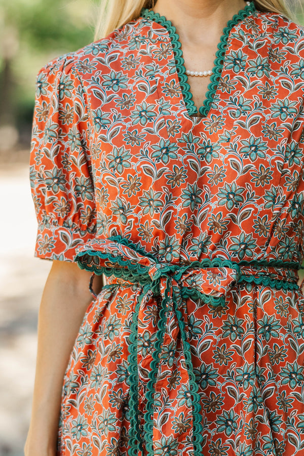 Classy Intentions Rust Medallion Dress
