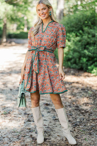 Classy Intentions Rust Medallion Dress