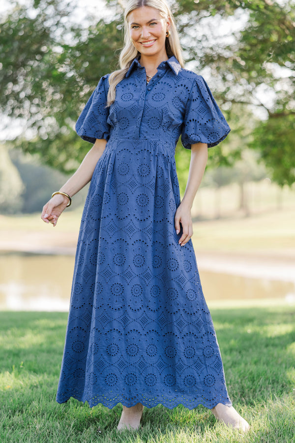 My Lucky Charm Navy Blue Midi Dress