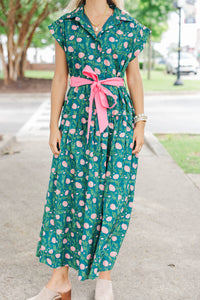 Feeling Inspired Teal Ditsy Floral Maxi Dress