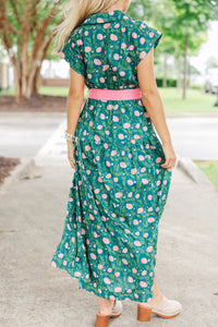 Feeling Inspired Teal Ditsy Floral Maxi Dress