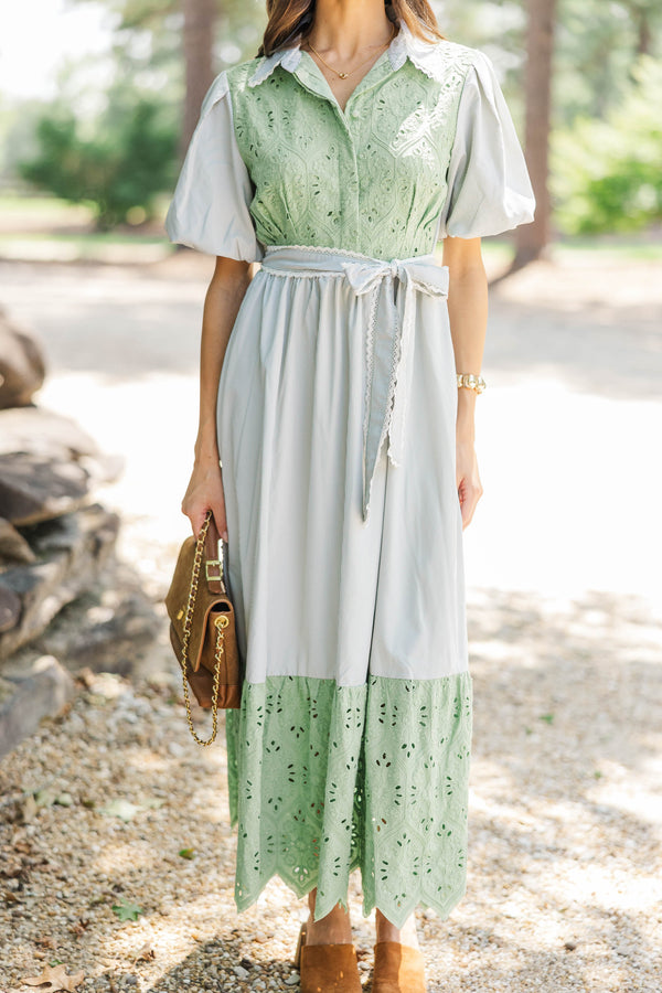 Chic Vision Olive Striped Midi Dress