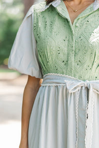 Chic Vision Olive Striped Midi Dress