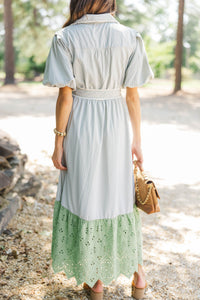 Chic Vision Olive Striped Midi Dress