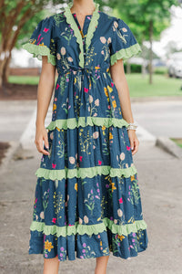 Hear You Out Navy Floral Midi Dress
