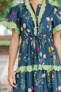 Hear You Out Navy Floral Midi Dress