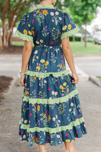 Hear You Out Navy Floral Midi Dress