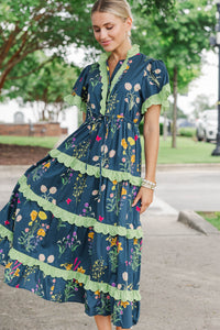 Hear You Out Navy Floral Midi Dress
