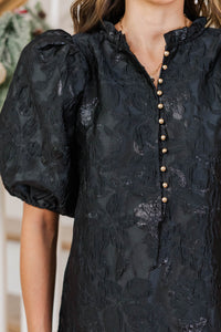 See The Light Black Brocade Midi Dress